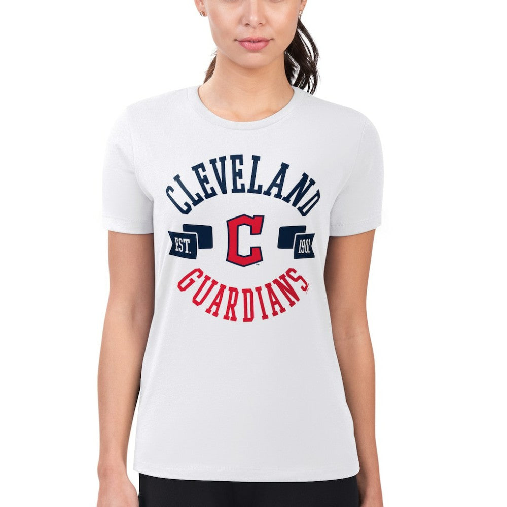 Cleveland Guardians G-III 4Her by Carl Banks Women's Super-Slim Fit Lightweight City Graphic T-Shirt White