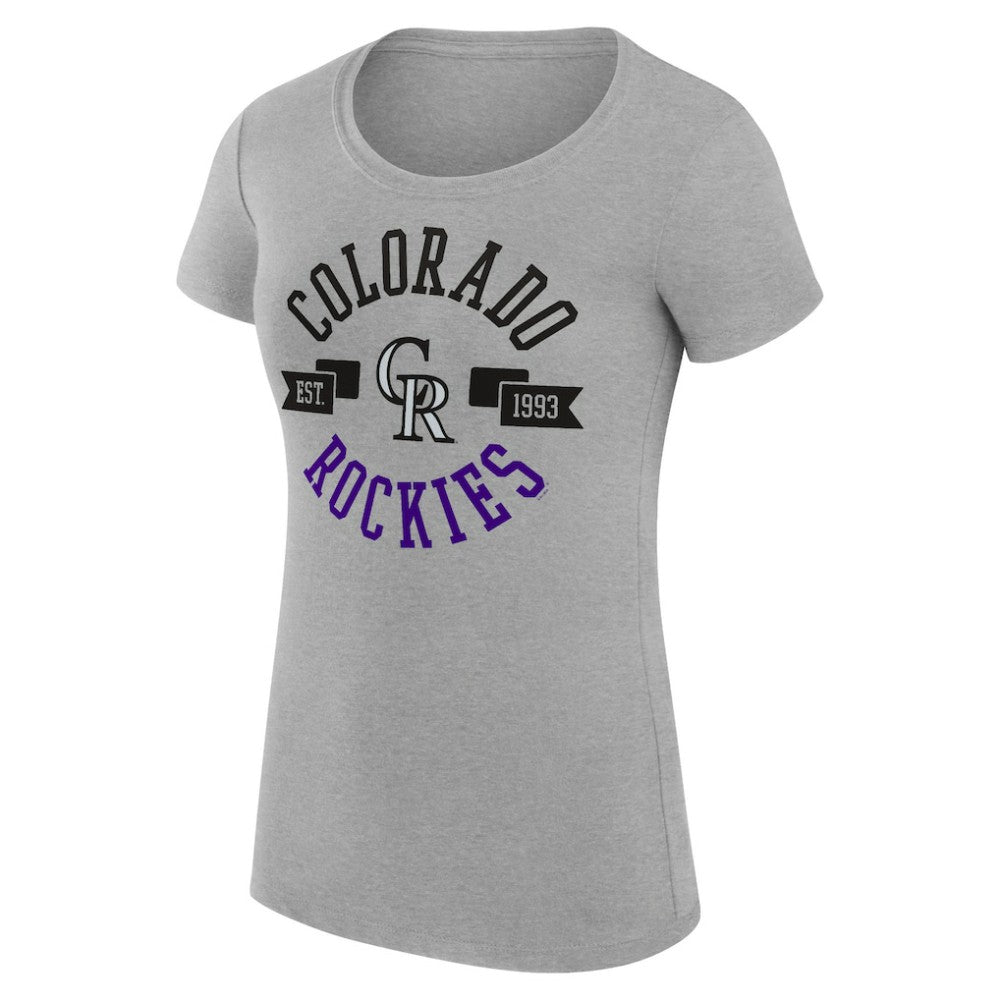 Colorado Rockies G-III 4Her by Carl Banks Women's Super-Slim Fit Lightweight City Graphic T-Shirt Heather Gray