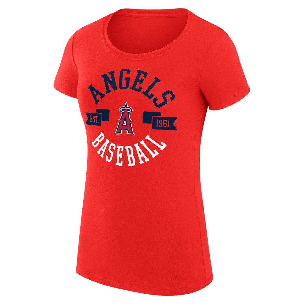 Los Angeles Angels G-III 4Her by Carl Banks Women's Super-Slim Fit Lightweight City Graphic T-Shirt Red