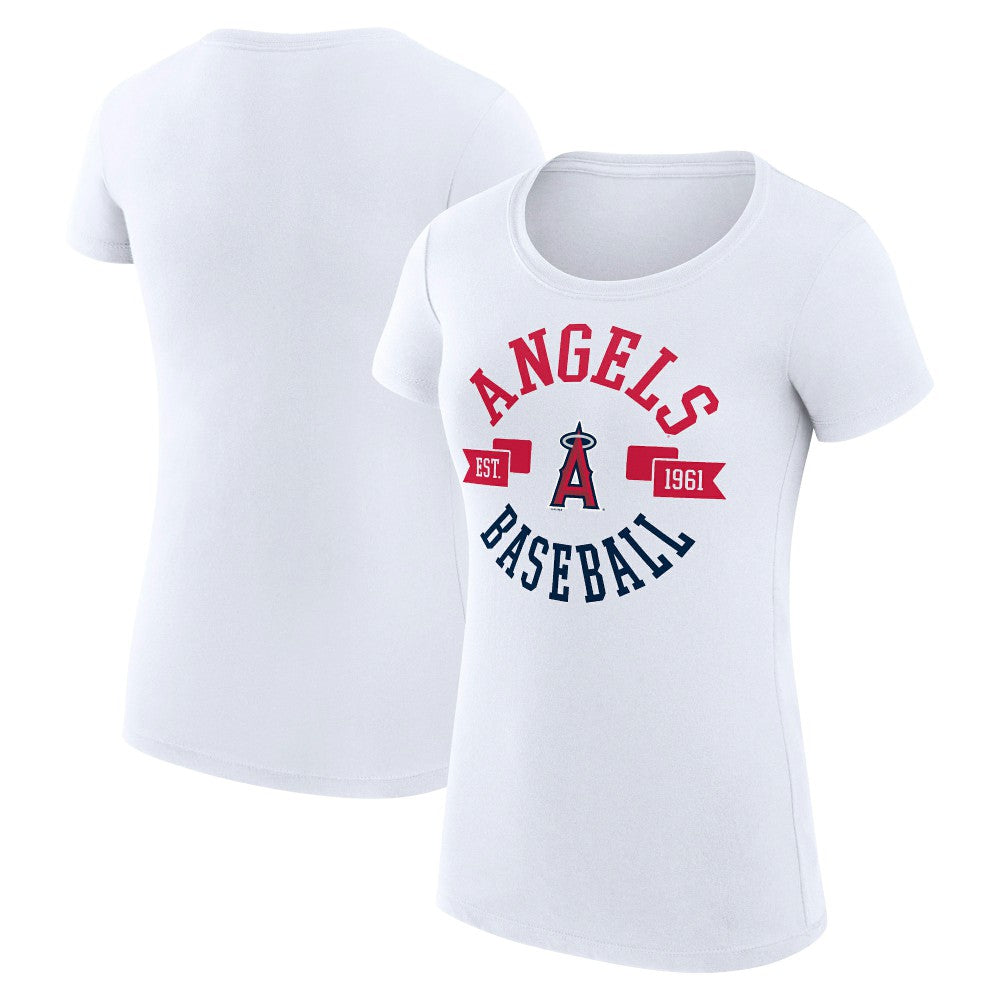 Los Angeles Angels G-III 4Her by Carl Banks Women's Super-Slim Fit Lightweight City Graphic T-Shirt White