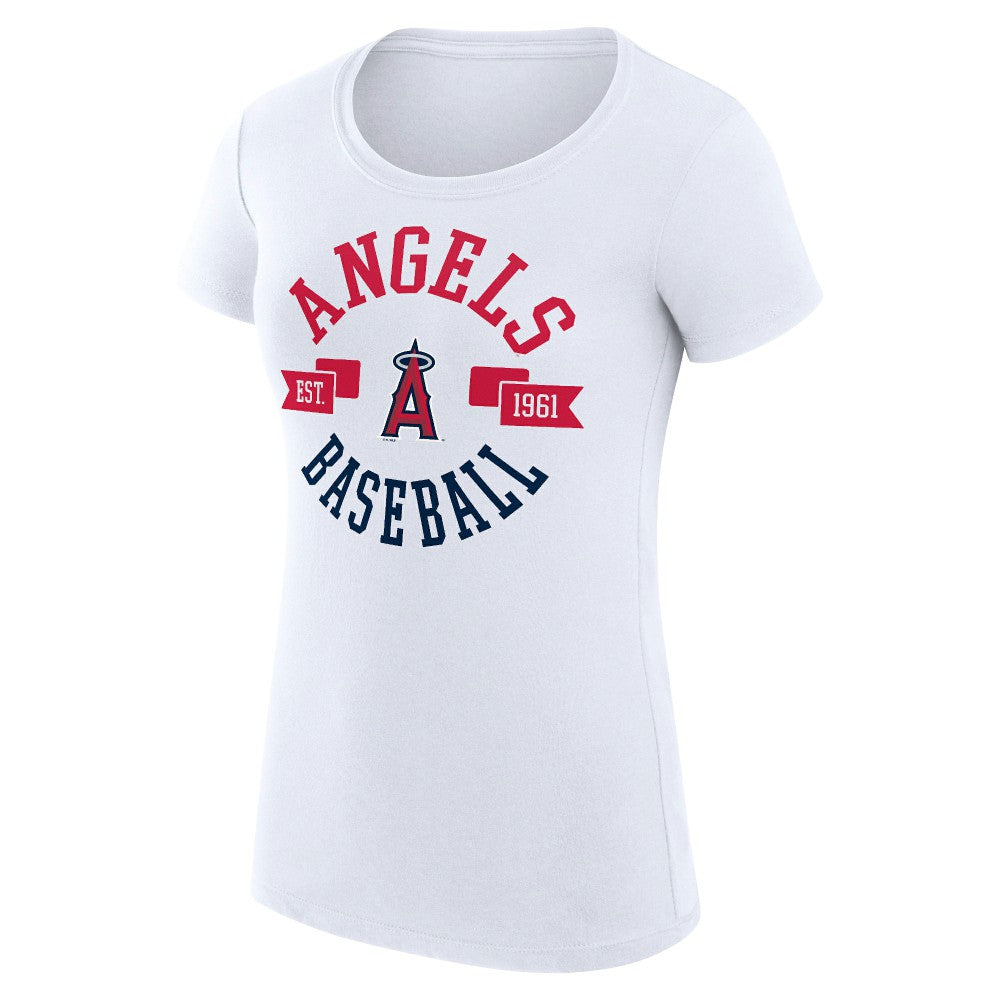 Los Angeles Angels G-III 4Her by Carl Banks Women's Super-Slim Fit Lightweight City Graphic T-Shirt White