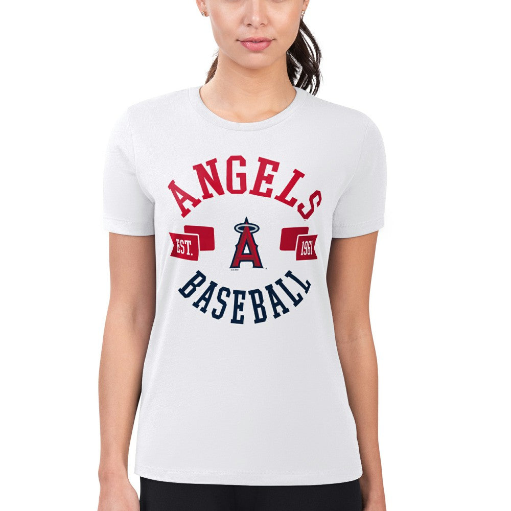 Los Angeles Angels G-III 4Her by Carl Banks Women's Super-Slim Fit Lightweight City Graphic T-Shirt White