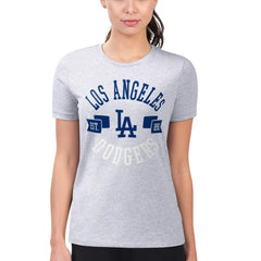 Los Angeles Dodgers G-III 4Her by Carl Banks Women's Super-Slim Fit Lightweight City Graphic T-Shirt Heather Gray