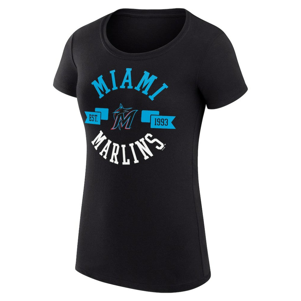 Miami Marlins G-III 4Her by Carl Banks Women's Super-Slim Fit Lightweight City Graphic T-Shirt Black