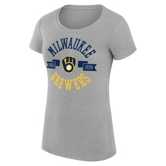 Milwaukee Brewers G-III 4Her by Carl Banks Women's Super-Slim Fit Lightweight City Graphic T-Shirt Heather Gray