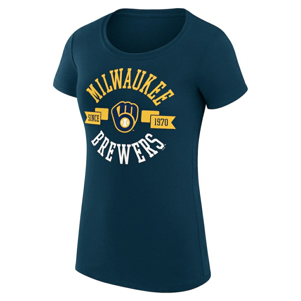 Milwaukee Brewers G-III 4Her by Carl Banks Women's Super-Slim Fit Lightweight City Graphic T-Shirt Navy