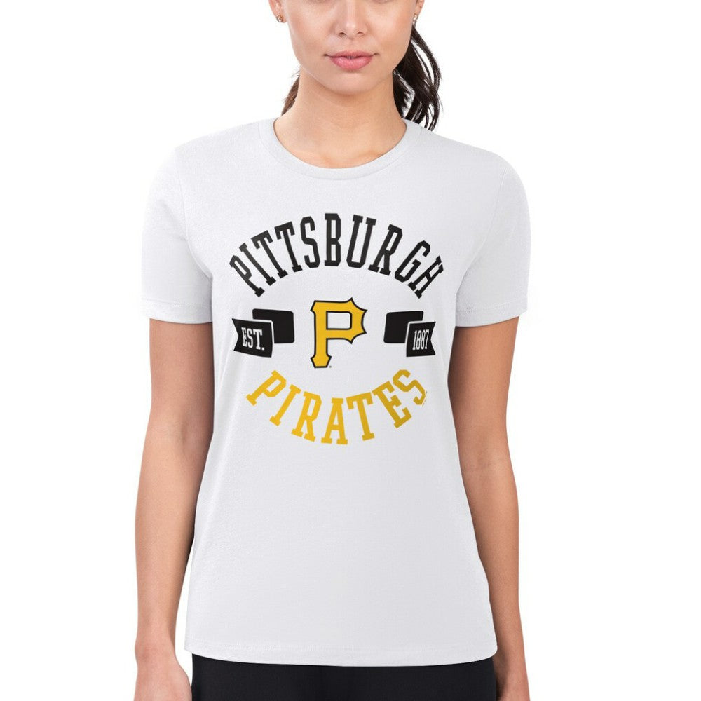 Pittsburgh Pirates G-III 4Her by Carl Banks Women's Super-Slim Fit Lightweight City Graphic T-Shirt White