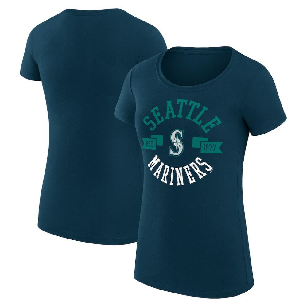 Seattle Mariners G-III 4Her by Carl Banks Women's Super-Slim Fit Lightweight City Graphic T-Shirt Navy