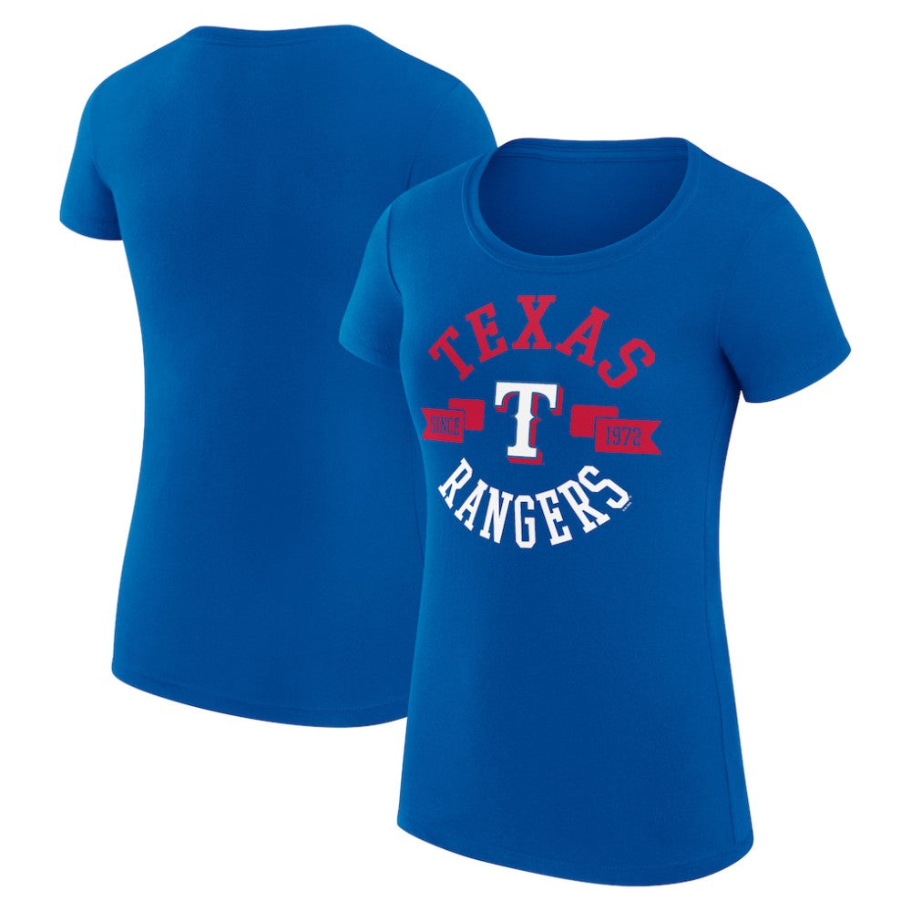 Texas Rangers G-III 4Her by Carl Banks Women's Super-Slim Fit Lightweight City Graphic T-Shirt Royal
