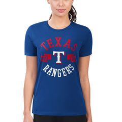 Texas Rangers G-III 4Her by Carl Banks Women's Super-Slim Fit Lightweight City Graphic T-Shirt Royal