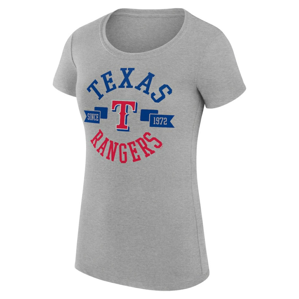 Texas Rangers G-III 4Her by Carl Banks Women's Super-Slim Fit Lightweight City Graphic T-Shirt Heather Gray