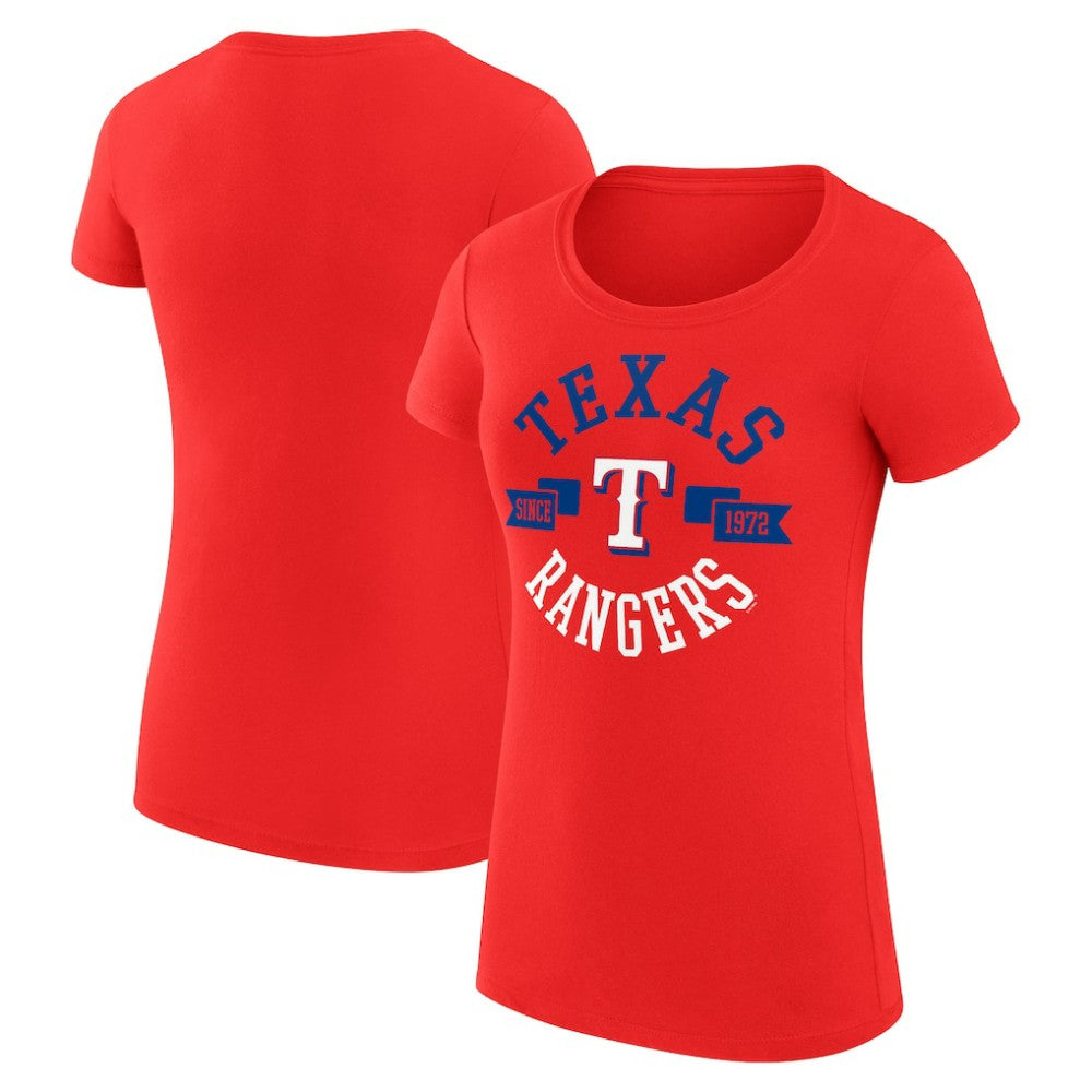Texas Rangers G-III 4Her by Carl Banks Women's Super-Slim Fit Lightweight City Graphic T-Shirt Red