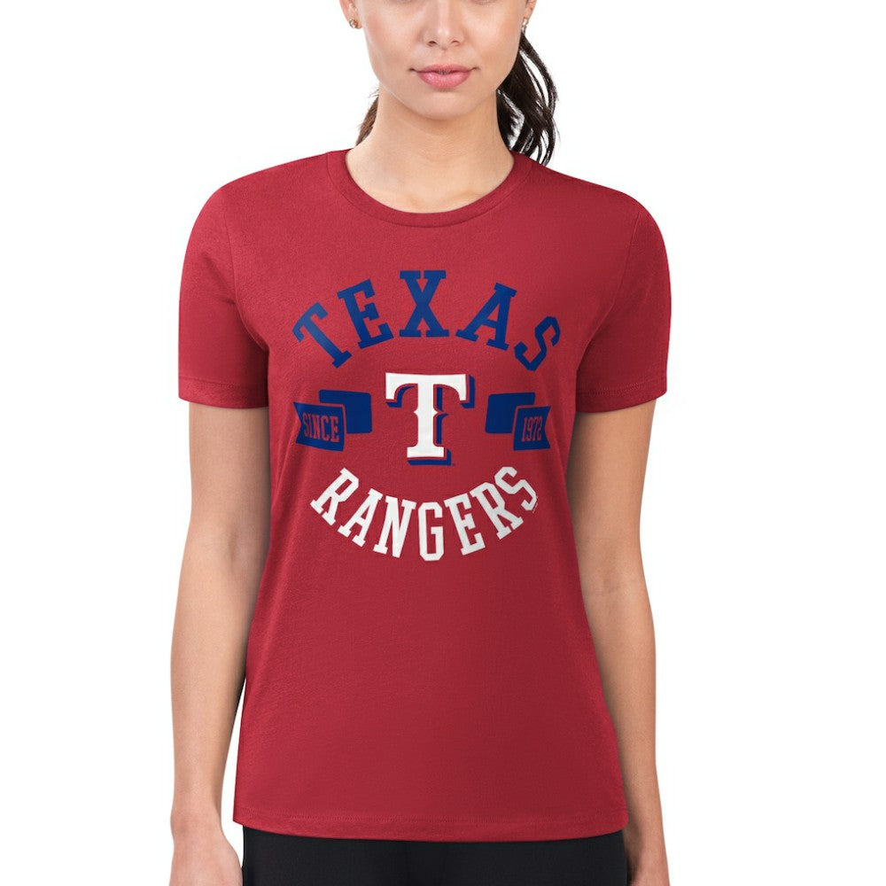 Texas Rangers G-III 4Her by Carl Banks Women's Super-Slim Fit Lightweight City Graphic T-Shirt Red