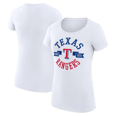 Texas Rangers G-III 4Her by Carl Banks Women's Super-Slim Fit Lightweight City Graphic T-Shirt White