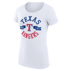 Texas Rangers G-III 4Her by Carl Banks Women's Super-Slim Fit Lightweight City Graphic T-Shirt White