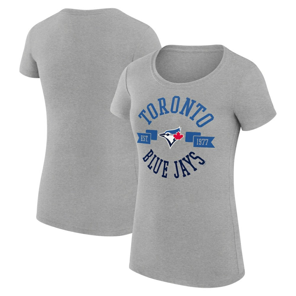 Toronto Blue Jays G-III 4Her by Carl Banks Women's Super-Slim Fit Lightweight City Graphic T-Shirt Heather Gray