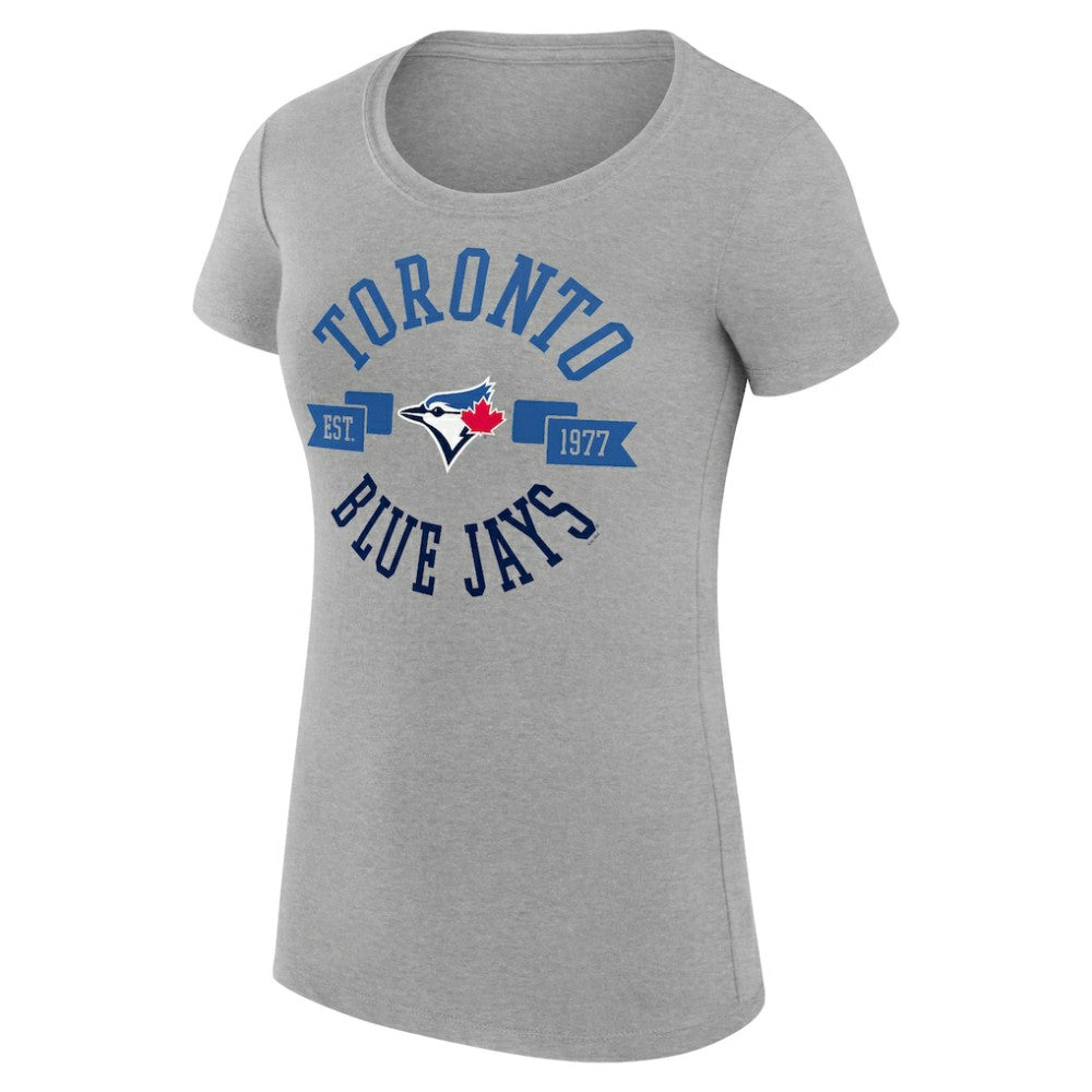 Toronto Blue Jays G-III 4Her by Carl Banks Women's Super-Slim Fit Lightweight City Graphic T-Shirt Heather Gray