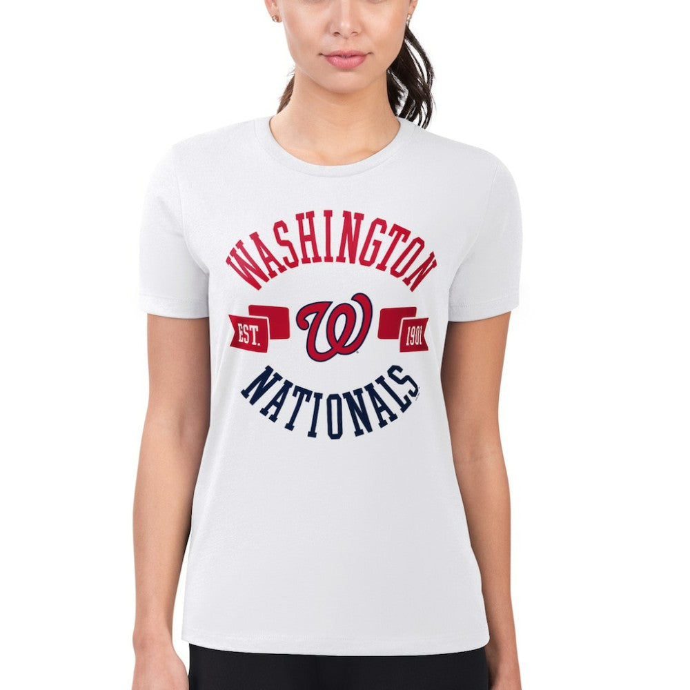 Washington Nationals G-III 4Her by Carl Banks Women's Super-Slim Fit Lightweight City Graphic T-Shirt White