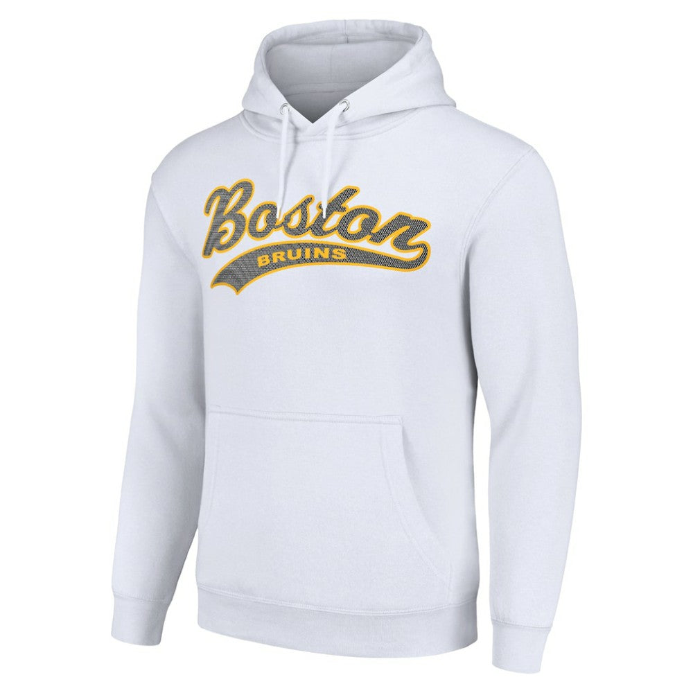 Boston Bruins Starter Tailsweep Fleece Tri-Blend Pullover Hoodie - White Hoodies