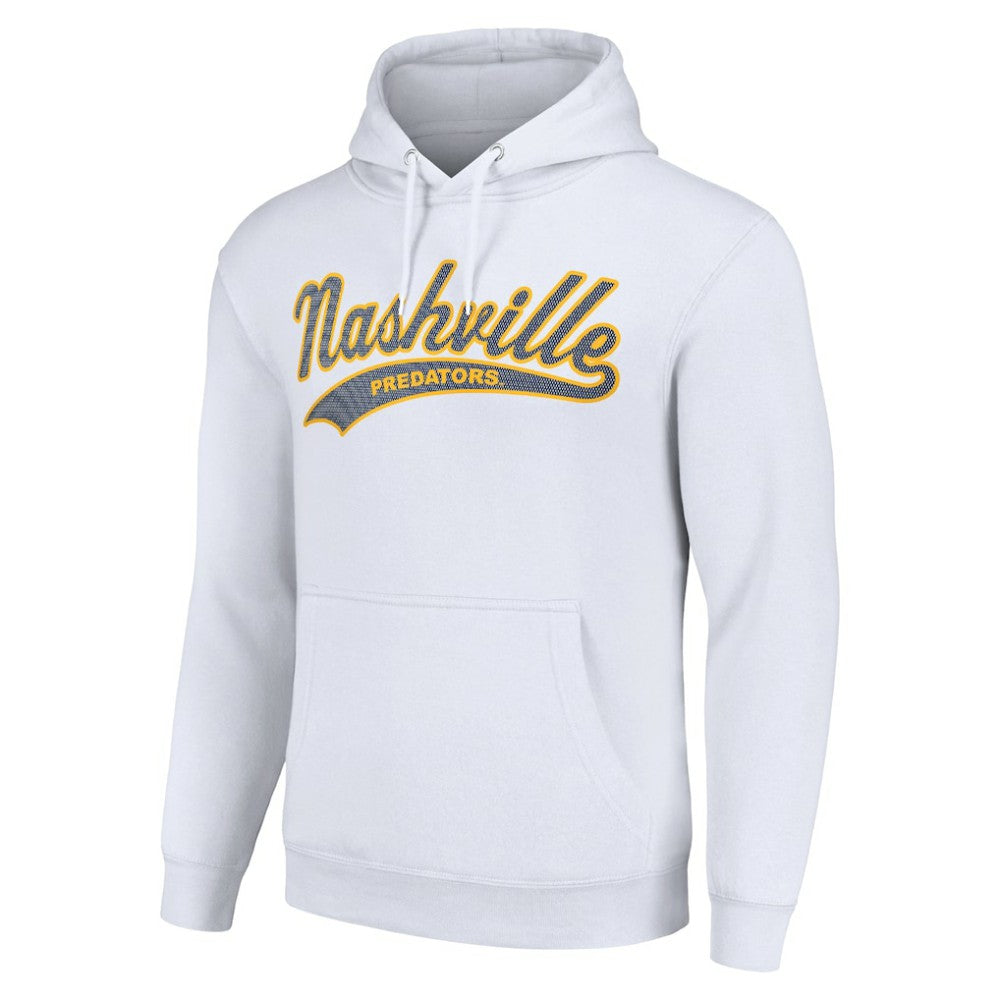 Nashville Predators Starter Tailsweep Fleece Tri-Blend Pullover Hoodie - White Hoodies