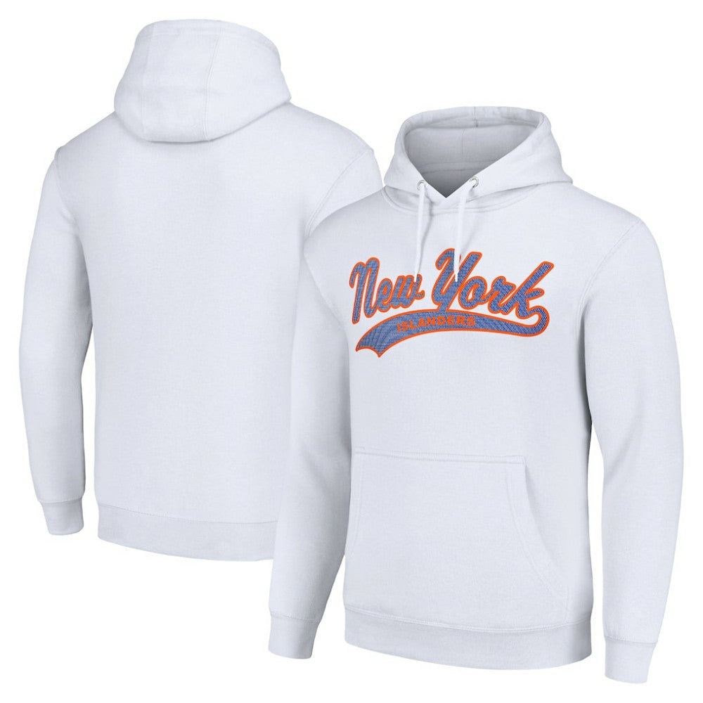 New York Islanders Starter Tailsweep Fleece Tri-Blend Pullover Hoodie - White Hoodies