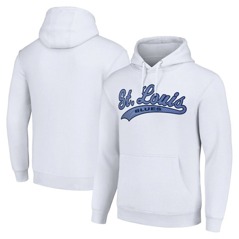 St. Louis Blues Starter Tailsweep Fleece Tri-Blend Pullover Hoodie - White Hoodies