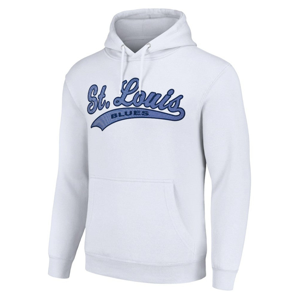 St. Louis Blues Starter Tailsweep Fleece Tri-Blend Pullover Hoodie - White Hoodies