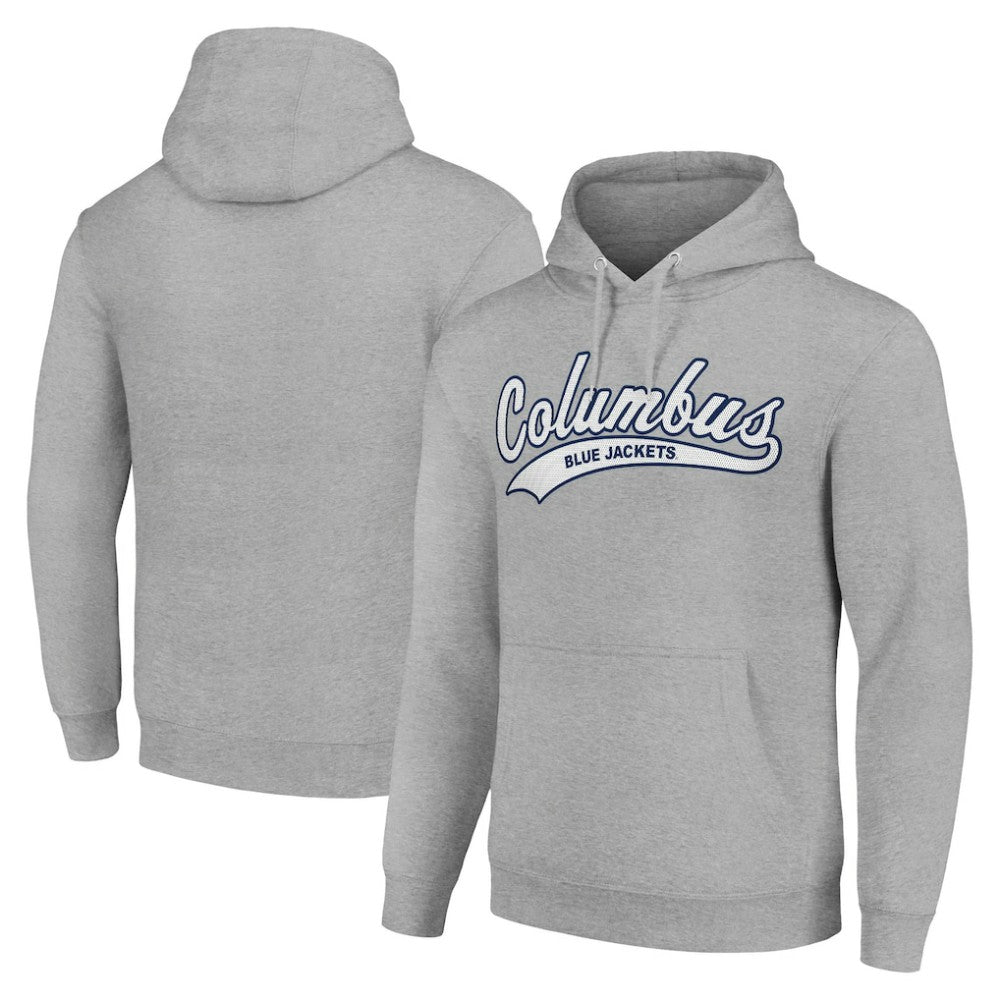 Columbus Blue Jackets Starter Tailsweep Fleece Tri-Blend Pullover Hoodie - Heather Gray Hoodies