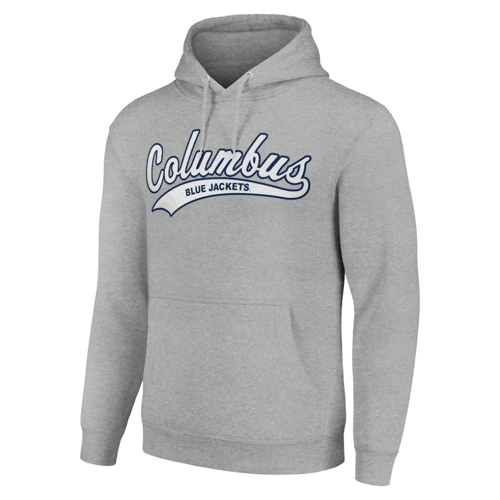 Columbus Blue Jackets Starter Tailsweep Fleece Tri-Blend Pullover Hoodie - Heather Gray Hoodies