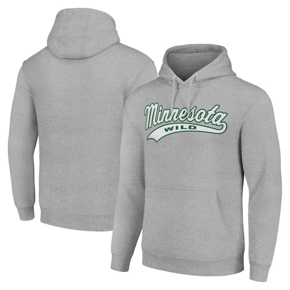 Minnesota Wild Starter Tailsweep Fleece Tri-Blend Pullover Hoodie - Heather Gray Hoodies
