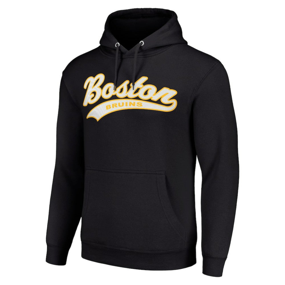 Boston Bruins Starter Tailsweep Fleece Tri-Blend Pullover Hoodie - Black Hoodies