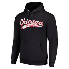 Chicago Blackhawks Starter Tailsweep Fleece Tri-Blend Pullover Hoodie - Black Hoodies