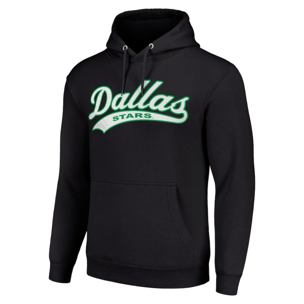 Dallas Stars Starter Tailsweep Fleece Tri-Blend Pullover Hoodie - Black Hoodies
