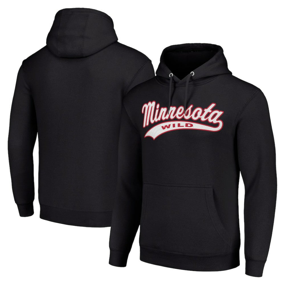 Minnesota Wild Starter Tailsweep Fleece Tri-Blend Pullover Hoodie - Black Hoodies