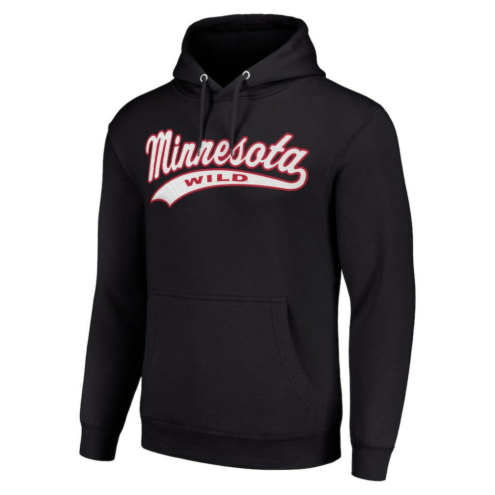 Minnesota Wild Starter Tailsweep Fleece Tri-Blend Pullover Hoodie - Black Hoodies