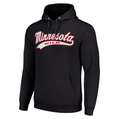 Minnesota Wild Starter Tailsweep Fleece Tri-Blend Pullover Hoodie - Black Hoodies