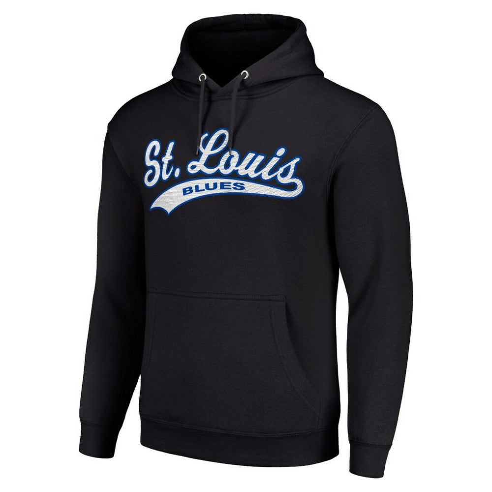 St. Louis Blues Starter Tailsweep Fleece Tri-Blend Pullover Hoodie - Black Hoodies