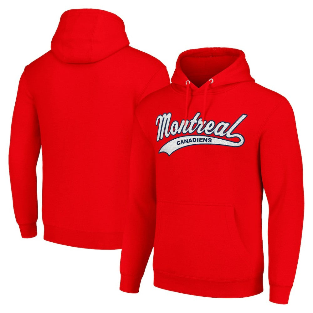 Montreal Canadiens Starter Tailsweep Fleece Tri-Blend Pullover Hoodie - Red Hoodies