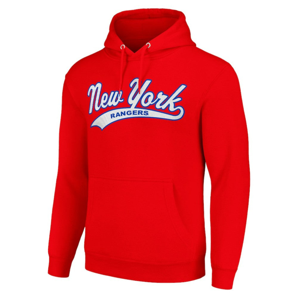 New York Rangers Starter Tailsweep Fleece Tri-Blend Pullover Hoodie - Red Hoodies