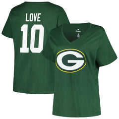 Jordan Love Green Bay Packers Women's Plus Size Name & Number V-Neck T-Shirt - Green outlet