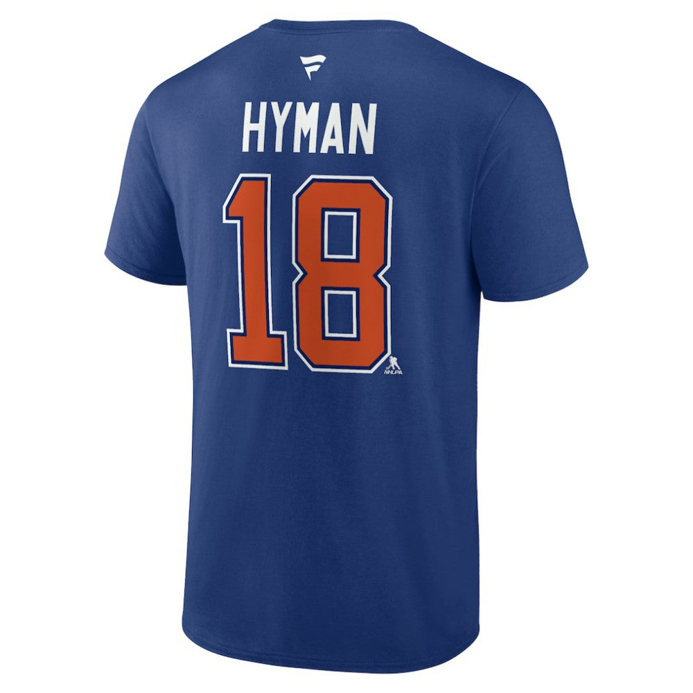 Zach Hyman Edmonton Oilers Fanatics Authentic Stack Name & Number T-Shirt - Blue T-shirts