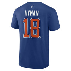 Zach Hyman Edmonton Oilers Fanatics Authentic Stack Name & Number T-Shirt - Blue T-shirts