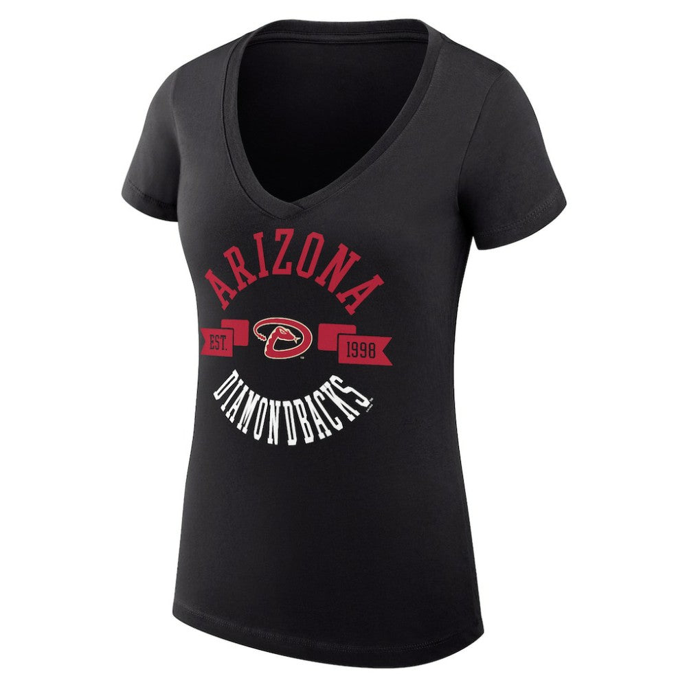 Arizona Diamondbacks G-III 4Her by Carl Banks Women's Super-Slim Fit Lightweight City Graphic V-Neck T-Shirt Black