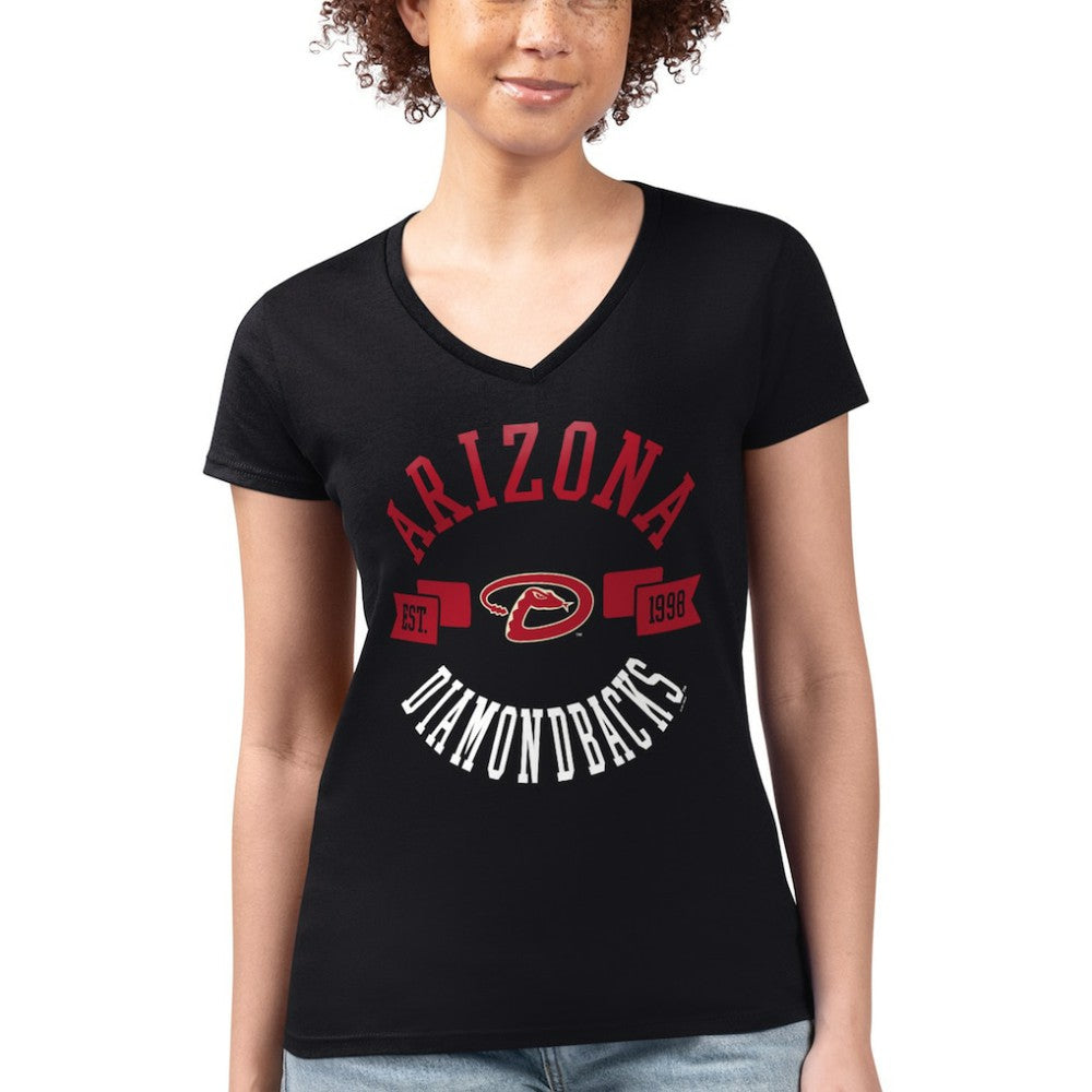 Arizona Diamondbacks G-III 4Her by Carl Banks Women's Super-Slim Fit Lightweight City Graphic V-Neck T-Shirt Black