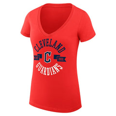Cleveland Guardians G-III 4Her by Carl Banks Women's Super-Slim Fit Lightweight City Graphic V-Neck T-Shirt Red