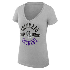 Colorado Rockies G-III 4Her by Carl Banks Women's Super-Slim Fit Lightweight City Graphic V-Neck T-Shirt Heather Gray