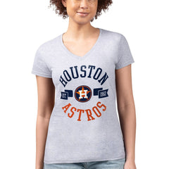 Houston Astros G-III 4Her by Carl Banks Women's Super-Slim Fit Lightweight City Graphic V-Neck T-Shirt Heather Gray