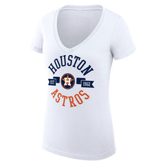 Houston Astros G-III 4Her by Carl Banks Women's Super-Slim Fit Lightweight City Graphic V-Neck T-Shirt White