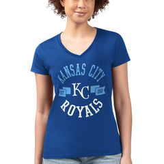 Kansas City Royals G-III 4Her by Carl Banks Women's Super-Slim Fit Lightweight City Graphic V-Neck T-Shirt Royal