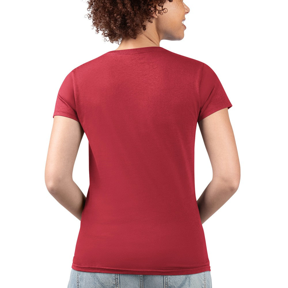 Los Angeles Angels G-III 4Her by Carl Banks Women's Super-Slim Fit Lightweight City Graphic V-Neck T-Shirt Red